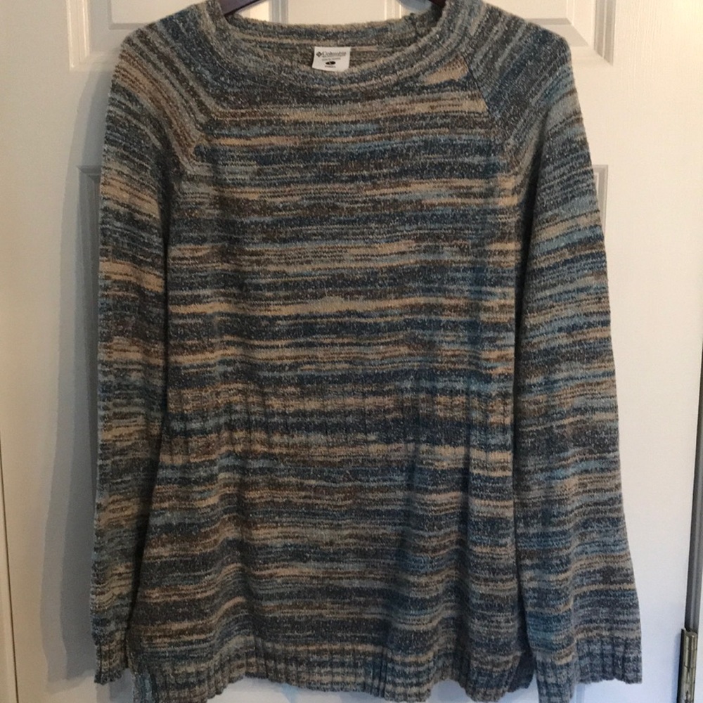 Columbia Sweater - Sky blue Tan Stripes large (T)